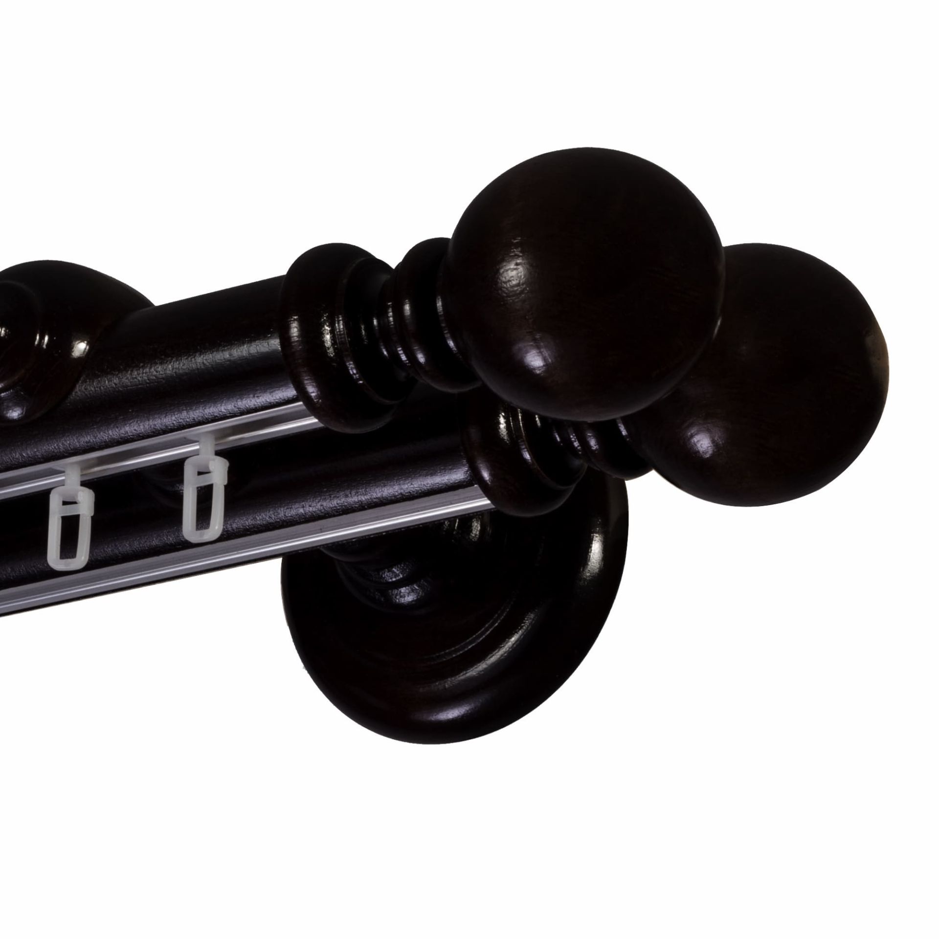 Galerie lemn perdea  Globo Double 35mm cu aluminiu Negru